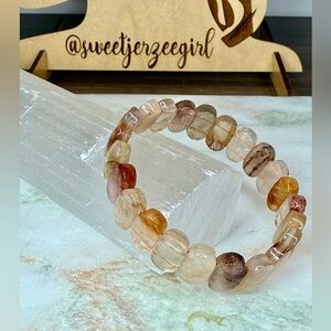 Rutilated Quartz Amplifier Stone Faceted Tile Bracelet 17825